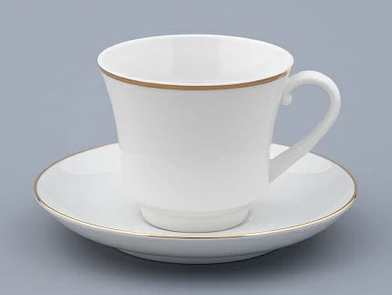 Чашка с блюдцем чайная 220 мл форма Банкетная рисунок Золотая лента арт. 81.16356.00.1 Чашка с блюдцем чайная 220 мл форма Банкетная рисунок Золотая лента арт. 81.16356.00.1