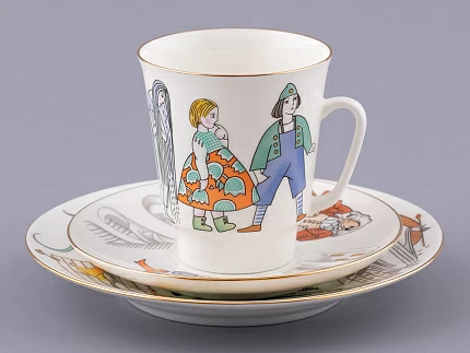 Трехпредметный комплект 165 мл форма Майская рисунок Синяя птица, арт. 81.32260.00.1