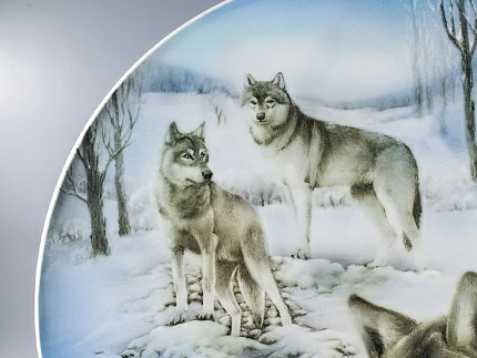 Блюдо декоративное 450 мм, форма Круглая, рисунок Волки, арт 80.88997.00.1