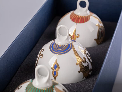 Подарочный набор из 3 елочных шаров форма Шар с петелькой 80 мм рисунок Рождественские узоры арт. 81.30683.00.1