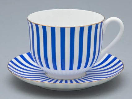 Чашка с блюдцем чайная форма Ландыш рисунок Да и нет Лазурный, арт. 81.32280.00.1, 