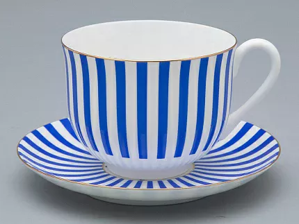 Чашка с блюдцем чайная форма Ландыш рисунок Да и нет Лазурный, арт. 81.32280.00.1