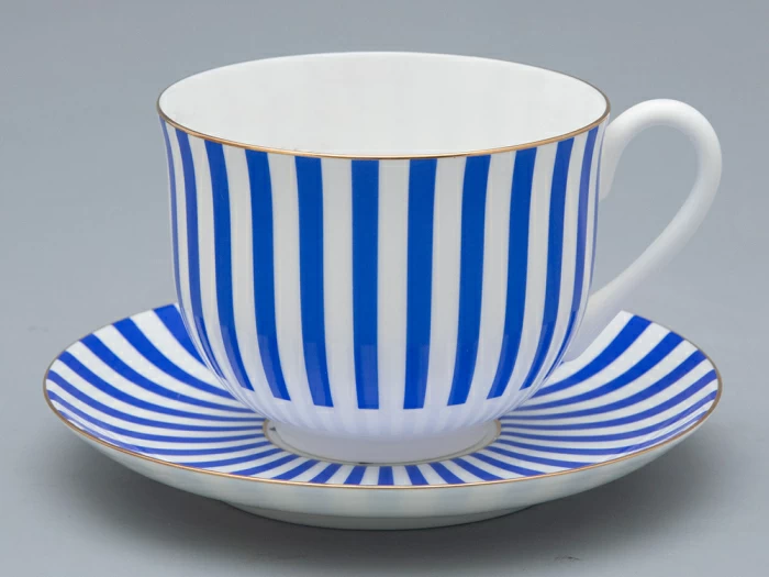 Чашка с блюдцем чайная форма Ландыш рисунок Да и нет Лазурный, арт. 81.32280.00.1, 