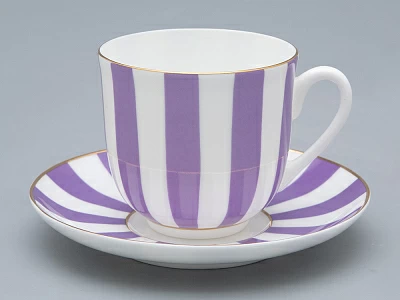 Чашка с блюдцем кофейная 180 мл форма Ландыш 2 рисунок Да и нет (фиолетовый с отводкой) арт. 81.25354.00.5