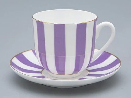 Чашка с блюдцем кофейная 180 мл форма Ландыш 2 рисунок Да и нет (фиолетовый с отводкой) арт. 81.25354.00.5 Чашка с блюдцем кофейная 180 мл форма Ландыш 2 рисунок Да и нет (фиолетовый с отводкой) арт. 81.25354.00.5