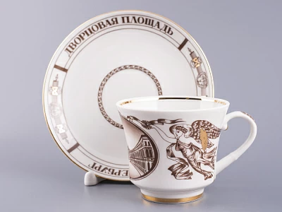 Чашка с блюдцем чайная 220 мл форма Банкетная рисунок Дворцовая площадь арт. 81.14848.00.1