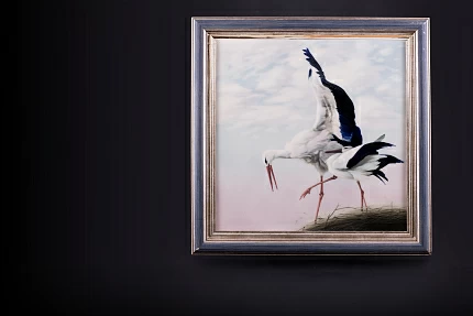 Пласт в багете 350х350 мм, рисунок Аисты арт 80.88248.00.1