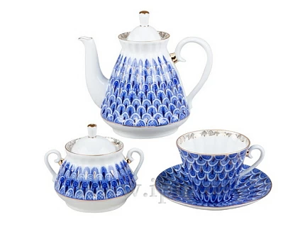 Сервиз чайный Лучистая Незабудка, 6 персон 20 предметов, арт. 81.14821.01.1