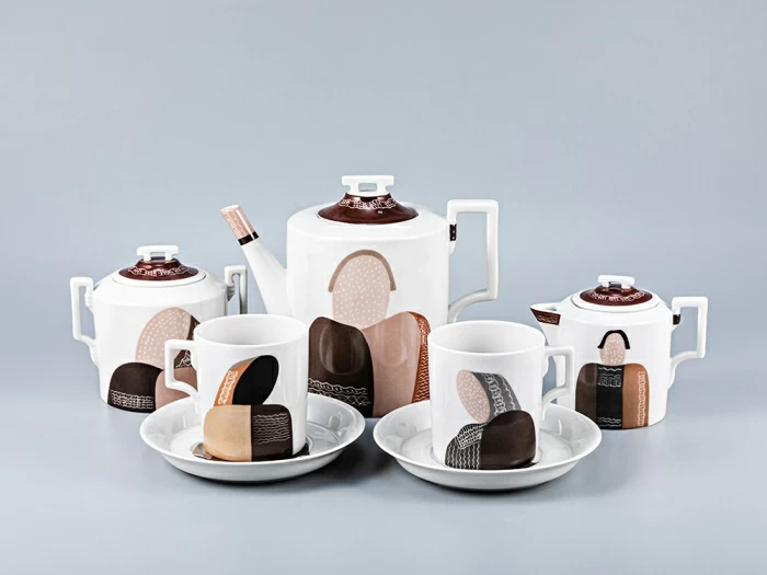 Сервиз чайный форма Гербовая рисунок Бабы, 2 персоны 7 предметов, арт. 81.15102.00.1, 