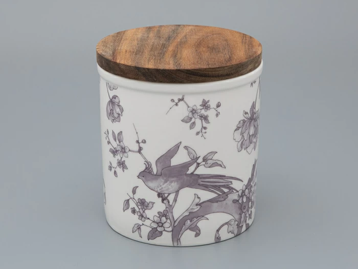 Банка с деревянной крышкой (средняя 120мм) форма Стандартная, рисунок Monplaisir Violet, арт 42.00060.00.1, 