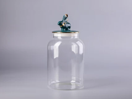 Подарочный набор Банка с фарфоровой крышкой Кролик изумруд арт. 14.10076.07, 