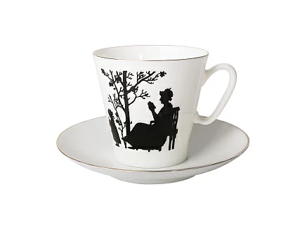 Чашка с блюдцем кофейная 80 мл форма Черный кофе рисунок Семья арт. 81.16747.00.1