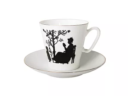 Чашка с блюдцем кофейная 80 мл форма Черный кофе рисунок Семья арт. 81.16747.00.1