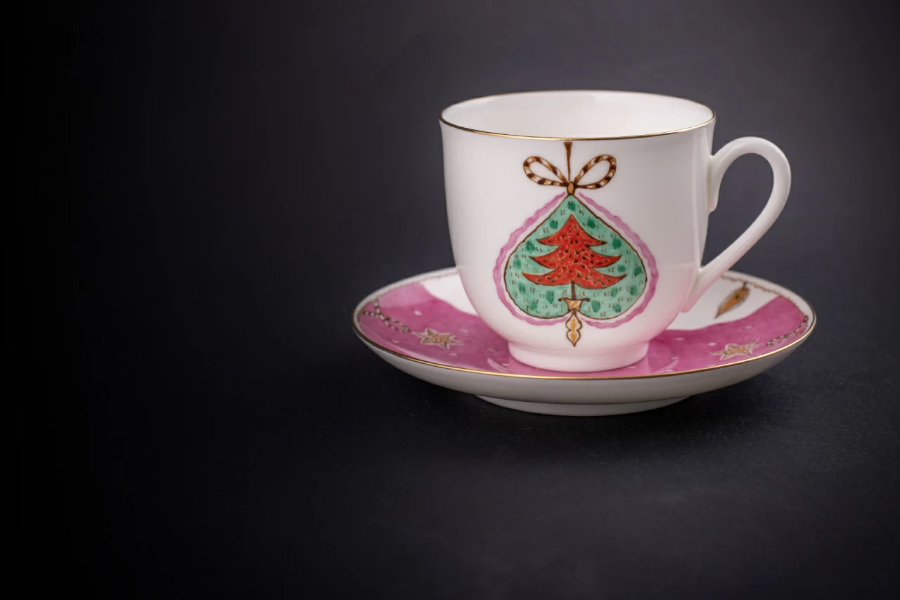Чашка с блюдцем кофейная, форма Ландыш, рисунок Елочка, арт 61.21045.00.1, 
