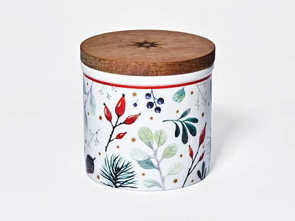 Набор банок 80 мм с деревянной крышкой (3 предмета), в подарочной упаковке, форма Стандартная, рисунок Календа, арт 42.00071.00.1