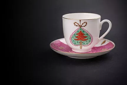 Чашка с блюдцем кофейная, форма Ландыш, рисунок Елочка, арт 61.21045.00.1