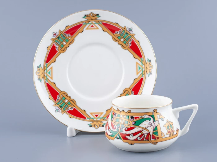 Чашка с блюдцем кофейная 180 мл.,  форма Билибина 1, рисунок Сказочные птицы арт. 81.16211.00.1, 