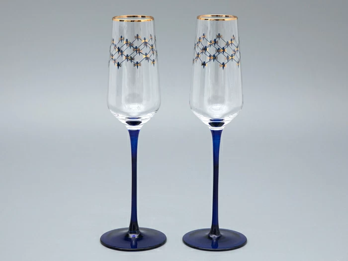 Набор (2 бокала для шампанского) 200 мл, Кобальтовая сетка арт. 14.11449.07,  Набор (2 бокала для шампанского) 200 мл, Кобальтовая сетка арт. 14.11449.07,