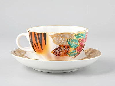 Чашка с блюдцем форма Тюльпан рисунок Пуансеттия, арт. 81.29643.00.1