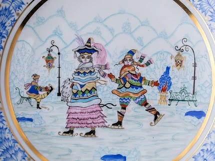 Тарелка декоративная 195 мм форма Эллипс рисунок Зимняя фантазия арт. 80.09998.00.1