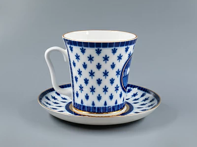 Бокал с блюдцем, форма Ленинградский, рисунок Верхне-Лебяжий мост, арт 81.27423.00.1