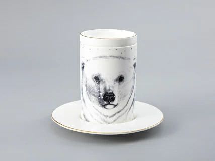 Бокал с блюдцем Тотем в подарочной упаковке, рисунок Медведь арт. 81.28376.00.1, 