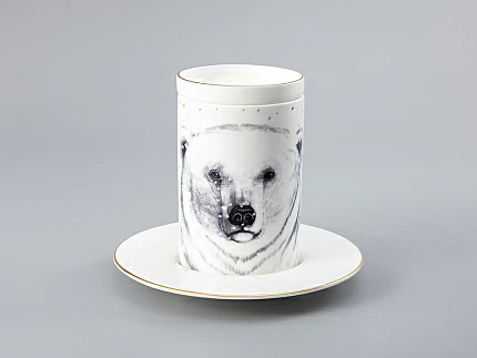 Бокал с блюдцем Тотем в подарочной упаковке, рисунок Медведь арт. 81.28376.00.1 Бокал с блюдцем Тотем в подарочной упаковке, рисунок Медведь арт. 81.28376.00.1