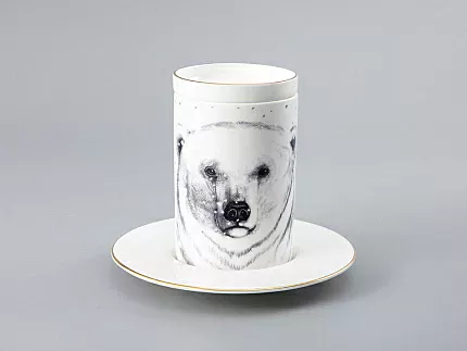 Бокал с блюдцем Тотем в подарочной упаковке, рисунок Медведь арт. 81.28376.00.1