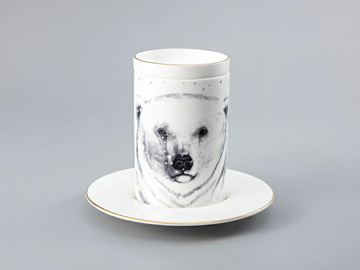 Бокал с блюдцем Тотем в подарочной упаковке, рисунок Медведь арт. 81.28376.00.1, 