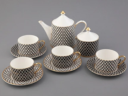 Сервиз чайный форма Идиллия рисунок Неро 1, на 4 персоны 10 предметов, арт. 81.32140.00.1 Сервиз чайный форма Идиллия рисунок Неро 1, на 4 персоны 10 предметов, арт. 81.32140.00.1