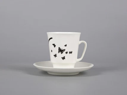 Чашка с блюдцем кофейная 165 мл форма Майская рисунок Мотыльки арт. 81.30661.00.1,  Чашка с блюдцем кофейная 165 мл форма Майская рисунок Мотыльки арт. 81.30661.00.1,