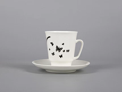 Чашка с блюдцем кофейная 165 мл форма Майская рисунок Мотыльки арт. 81.30661.00.1 Чашка с блюдцем кофейная 165 мл форма Майская рисунок Мотыльки арт. 81.30661.00.1