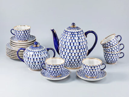 Сервиз кофейный форма Тюльпан рисунок Кобальтовая сетка, 6 персон 20 предметов, арт. 81.20944.00.1, 