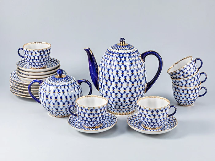 Сервиз кофейный форма Тюльпан рисунок Кобальтовая сетка, 6 персон 20 предметов, арт. 81.20944.00.1, 