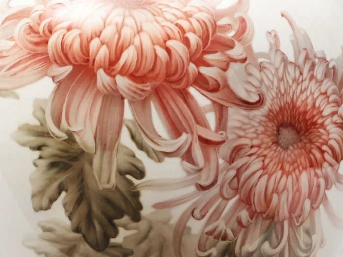 Ваза форма Круглая рисунок Хризантемы арт. 80.89425.00.1,  Ваза форма Круглая рисунок Хризантемы арт. 80.89425.00.1,