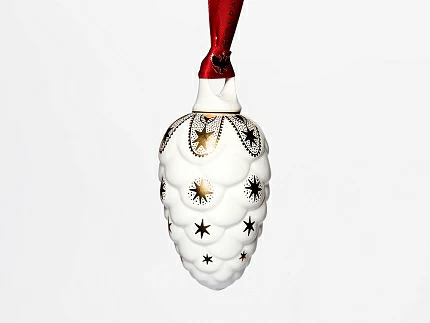 Елочная игрушка в подарочной упаковке форма Шишка рисунок Рождество, арт 81.33933.00.1