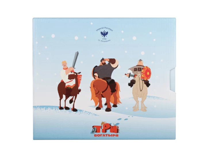 Подарочный набор декоративный 200 мм форма Эллипс рисунок Три богатыря Зима арт. 81.25186.00.1, 