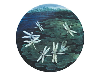 Блюдо декоративное 450 мм форма Круглая рисунок Стрекозы. Озеро арт. 80.88202.00.1