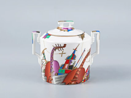 Сервиз чайный форма Гербовая рисунок Музыкальные инструменты, 6 персон 14 предметов, арт. 81.28041.00.1, 