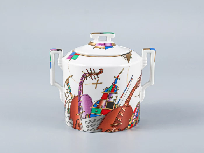 Сервиз чайный форма Гербовая рисунок Музыкальные инструменты, 6 персон 14 предметов, арт. 81.28041.00.1, 