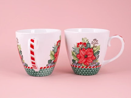 Набор бокалов с блюдцем 2шт форма Весна, рисунок Зимняя история (зеленый) арт. 81.11373.00.1