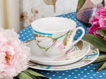 Трехпредметный комплект чайный 230 мл форма Весенняя рисунок Аромат весны арт. 81.28356.00.1, 