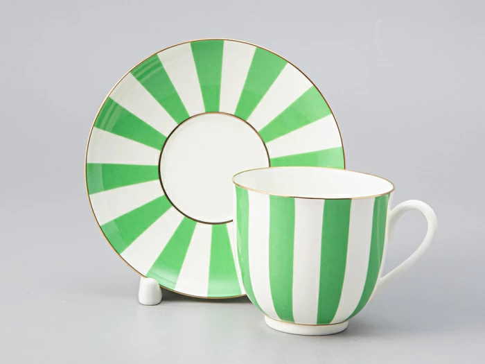 Чашка с блюдцем кофейная 180 мл.,  форма Ландыш 2, рисунок Да и нет (салатовый с отводкой) арт. 81.25353.00.5, 