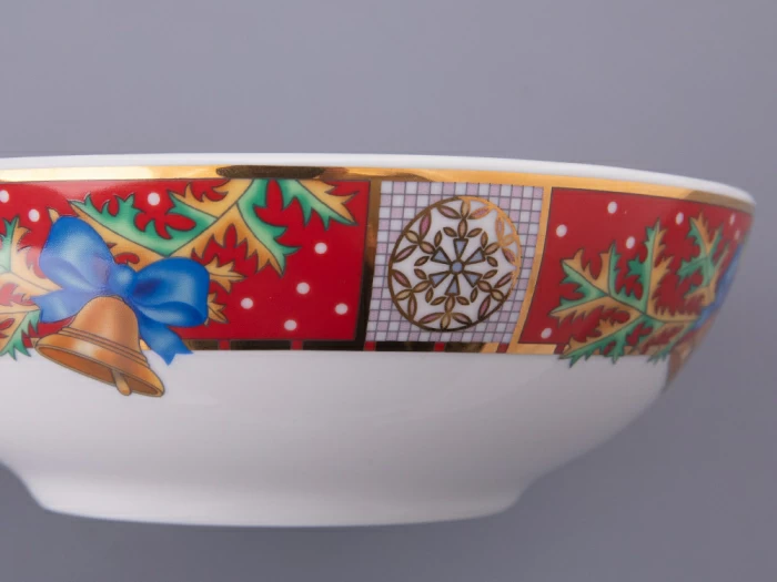 Салатник 200 мм, форма Утро, рисунок Морозный январь красная, арт. 80.48361.00.1, 