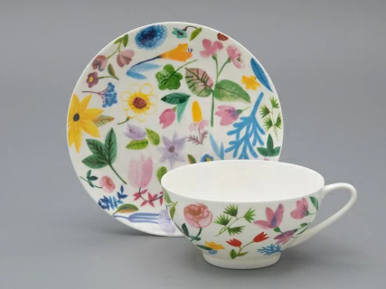 Чашка с блюдцем чайная форма Купольная рисунок Primavera, арт. 81.34274.00.1, 