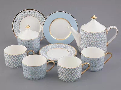 Сервиз чайный форма Идиллия рисунок Азур, 4 персоны 10 предметов, арт. 81.27757.00.1