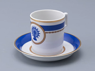 Чашка с блюдцем чайная 220 мл форма Гербовая рисунок Кают-компания № 5 арт. 81.24034.00.1 Чашка с блюдцем чайная 220 мл форма Гербовая рисунок Кают-компания № 5 арт. 81.24034.00.1