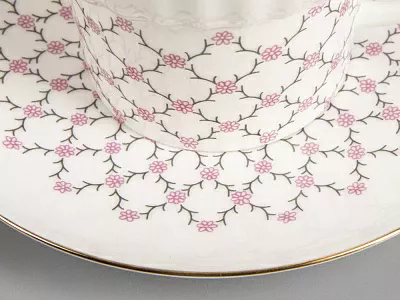 Трехпредметный комплект чайный форма Волна рисунок Розовая сетка 155 мл арт. 81.14622.00.1