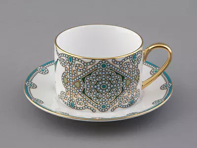 Чашка с блюдцем 250 мл в подарочной упаковке форма Соло, рисунок, Ландыш майский, арт. 81.32654.00.1