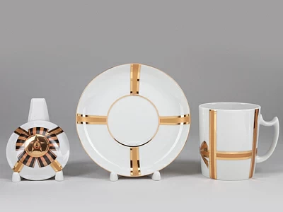 Бокал с блюдцем и с крышкой форма Снежное утро рисунок Подарок арт. 81.19995.00.1